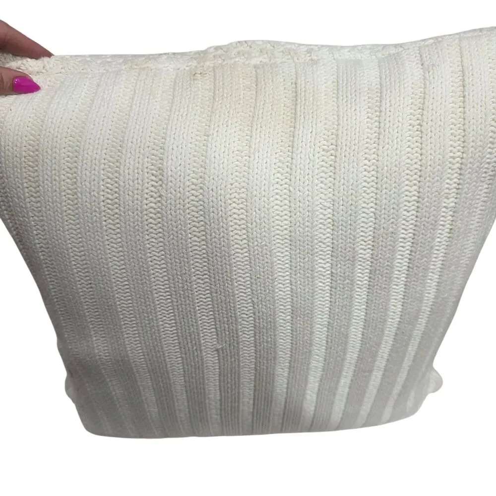 Pottery Barn Ivory Knit Pillow Cover Textured Throw Cushion Neutral